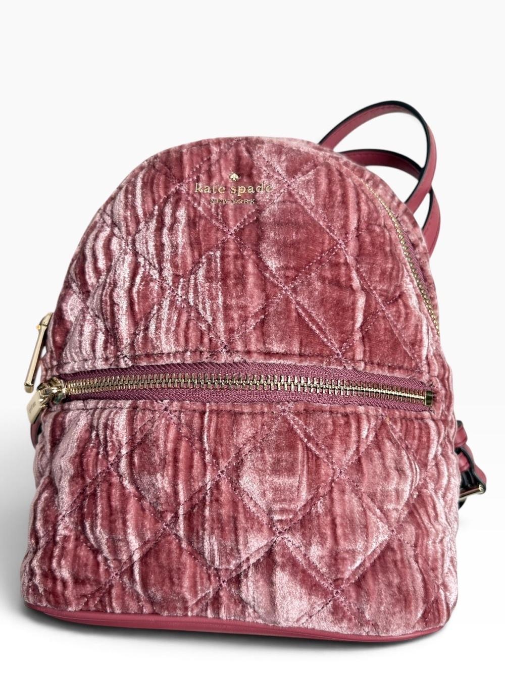 KATE SPADE Luxe Quilted Velvet Convertible Mini Backpack in Rose Pink $338